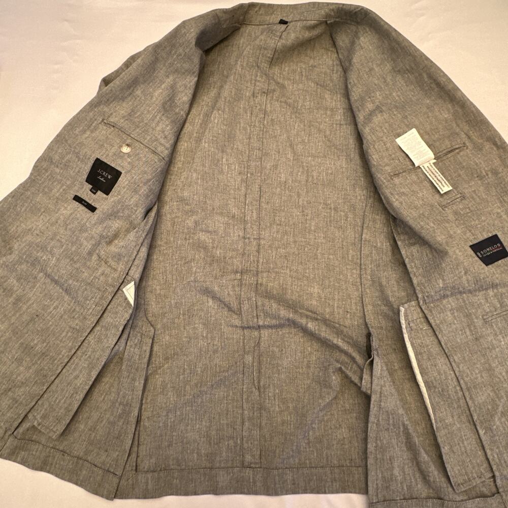 J Crew Ludlow Blazer Mens 36R Gray Somelos Cotton Linen Sport Coat - Picture 8 of 16
